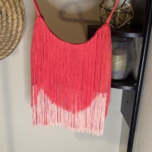 Idyllwind Red and Pink Fringe Tank Top